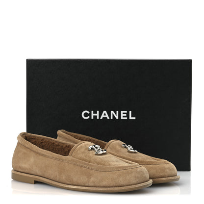 Chanel Suede Calfskin CC Loafers 38 Dark Beige 11 of 11