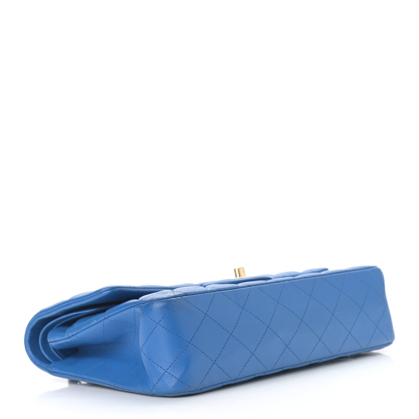 Lambskin Quilted Medium Double Flap Blue