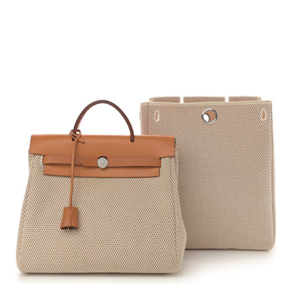 Hermes Toile Vache Calfskin Herbag 30 PM Backpack Natural 3 of 11