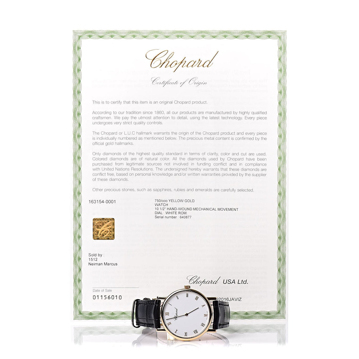 18K Yellow Gold Alligator 34mm Classique Manual Winding Watch
