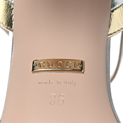 Gucci Metallic Nappa Ava Chain Heel Sandals 36 Silver Gold 7 of 7