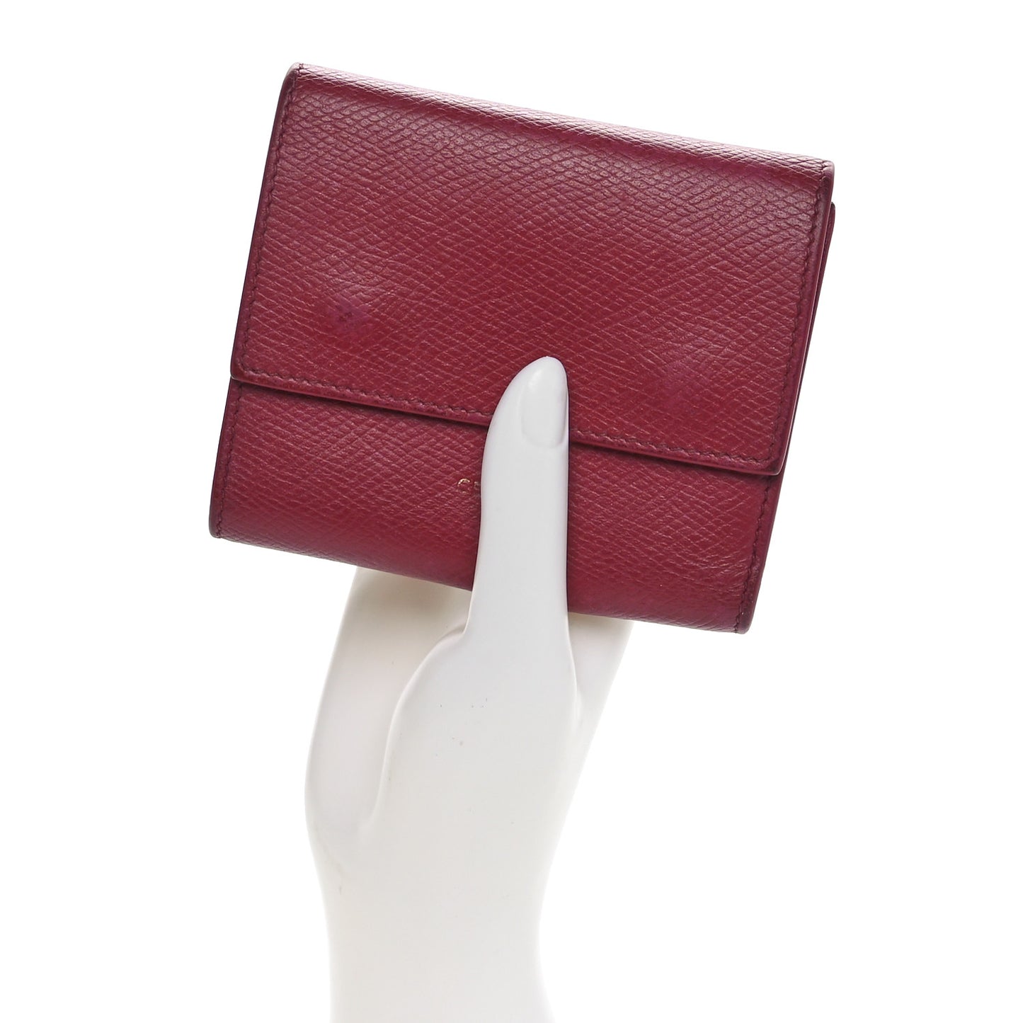 Grained Calfskin Small Tri-Fold Wallet Red