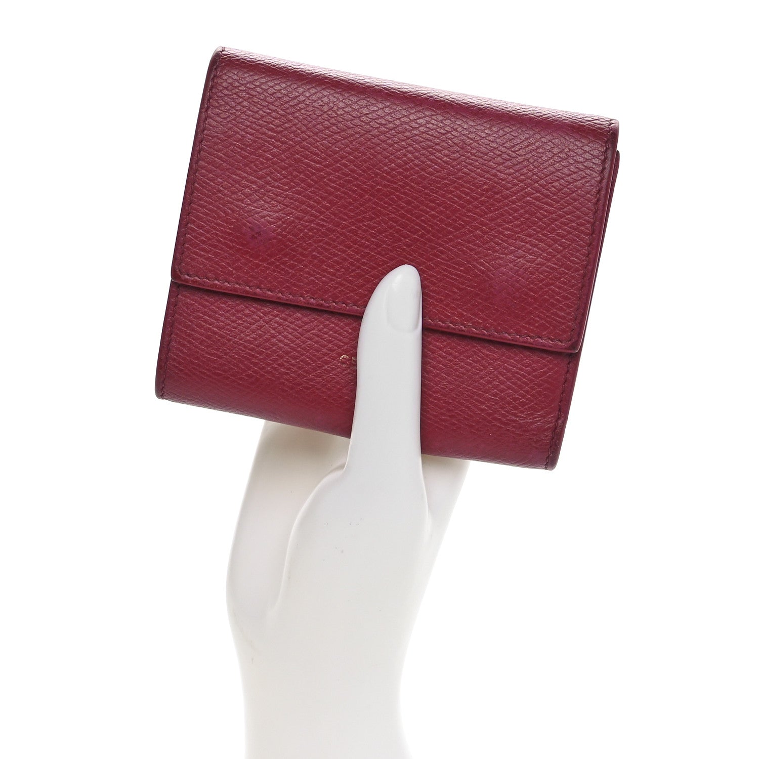 Celine Grained Calfskin Small Tri-Fold Wallet Red 4 of 10