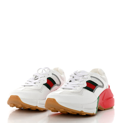 Gucci Lavaredo Eco Fabric Mesh Web Womens Rhyton Reflective Sneakers 39.5 Great White Green Red Silver 3 of 8