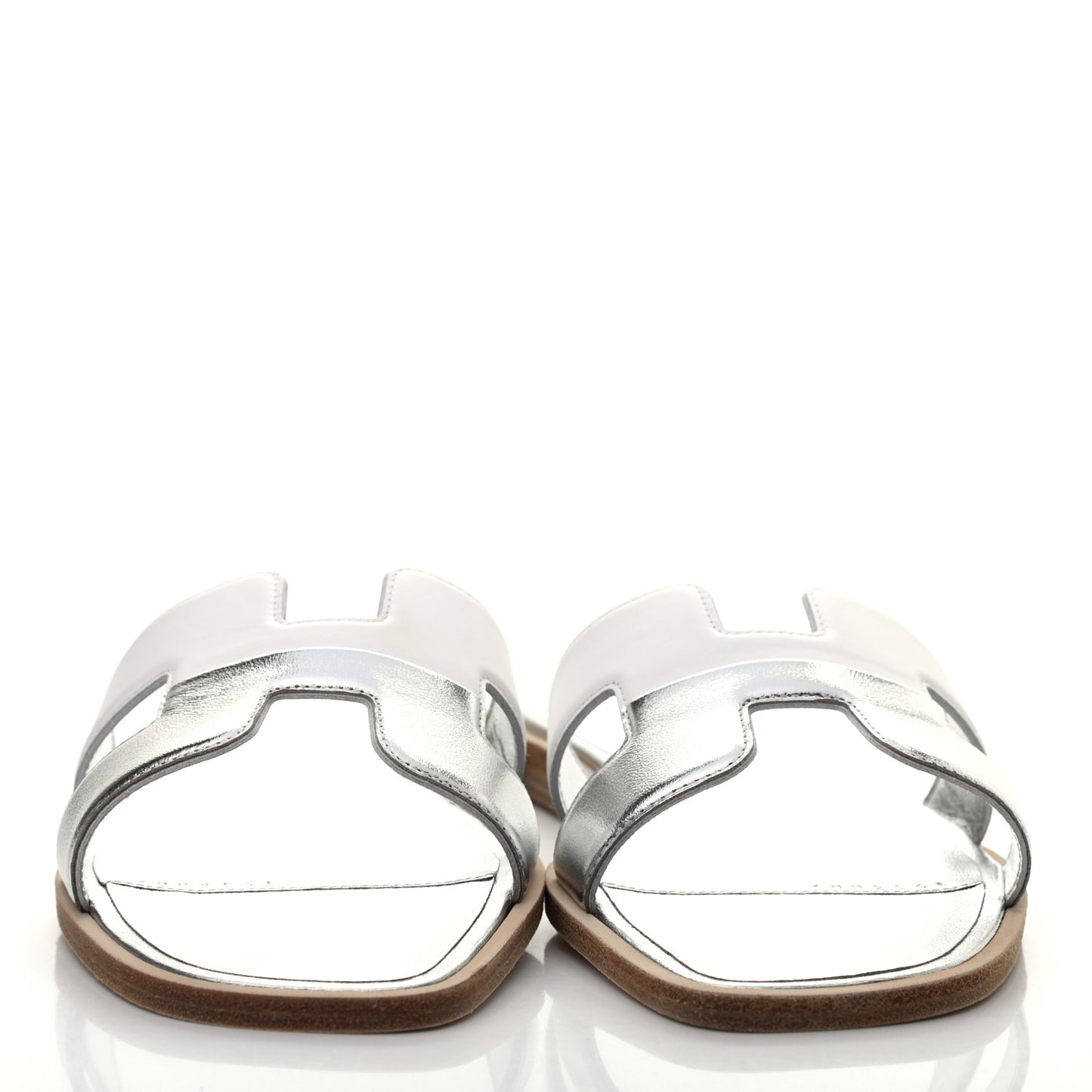 Metallic Nappa Box Oran Sandals 37 White Gris Argente