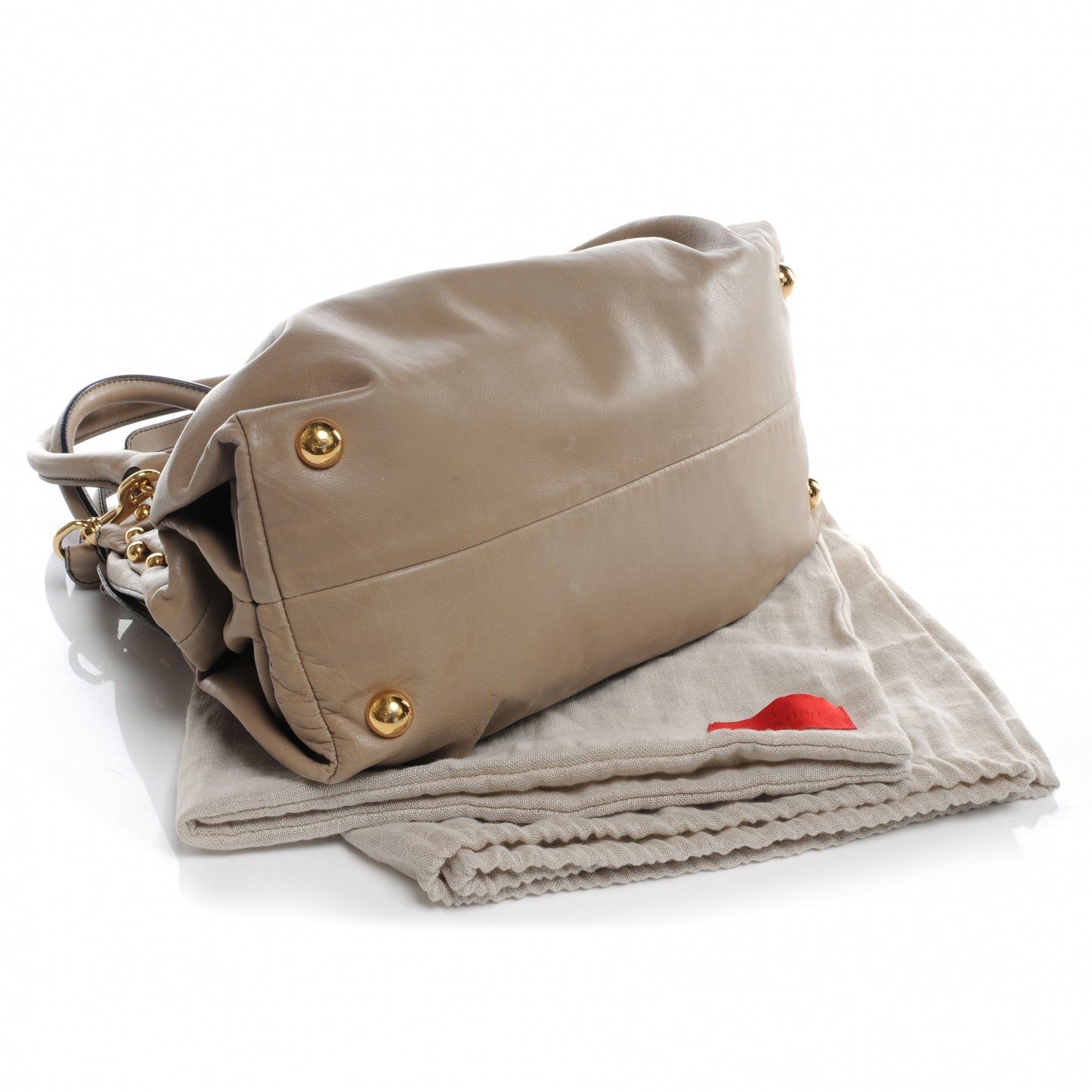 Calfskin Vanite Studded Dome Taupe