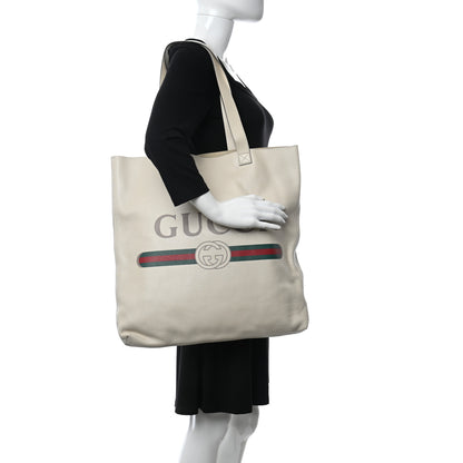 Gucci Calfskin Mens Logo Tote White 2 of 11
