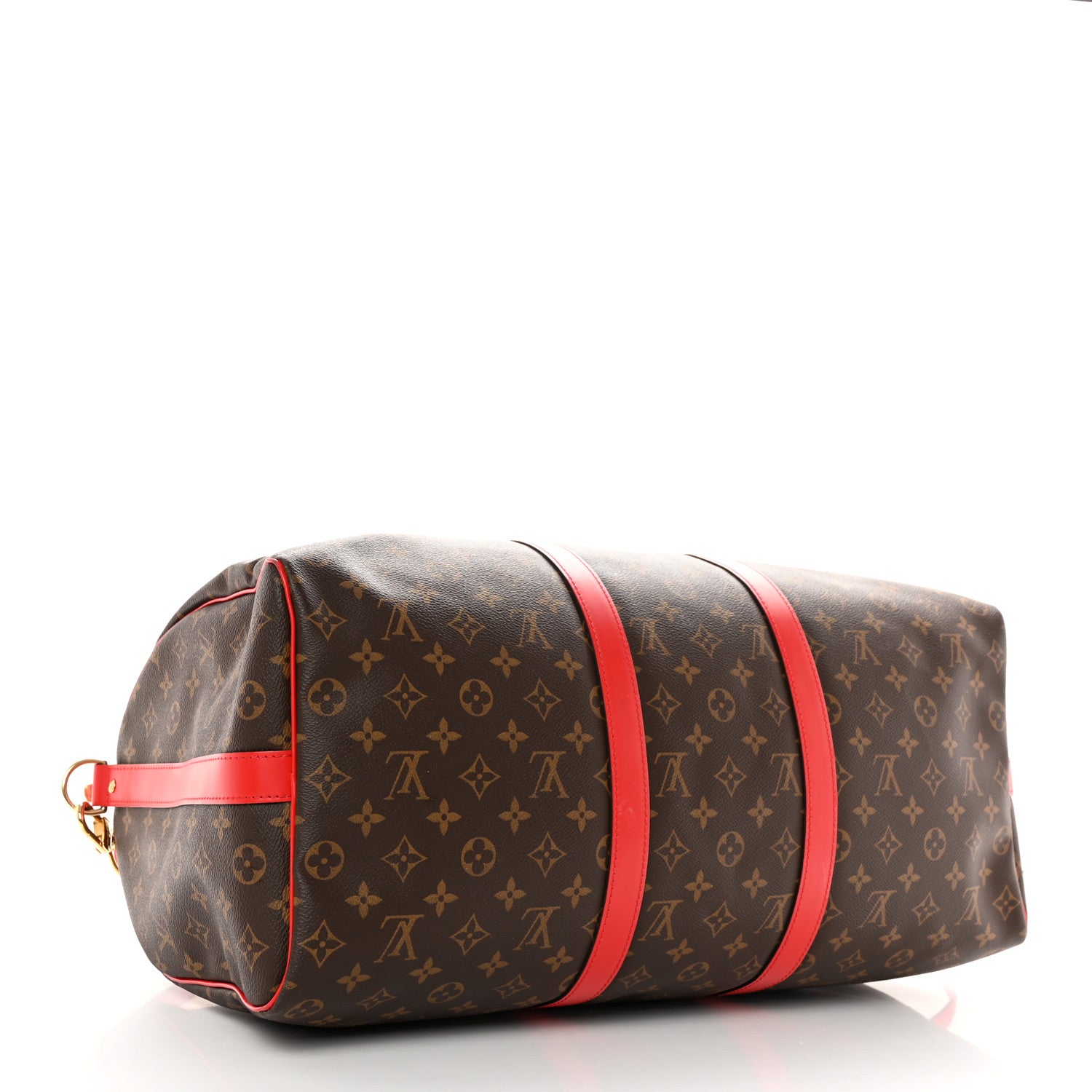 Louis Vuitton Calfskin Monogram Keepall Bandouliere 50 Coquelicot 3 of 20