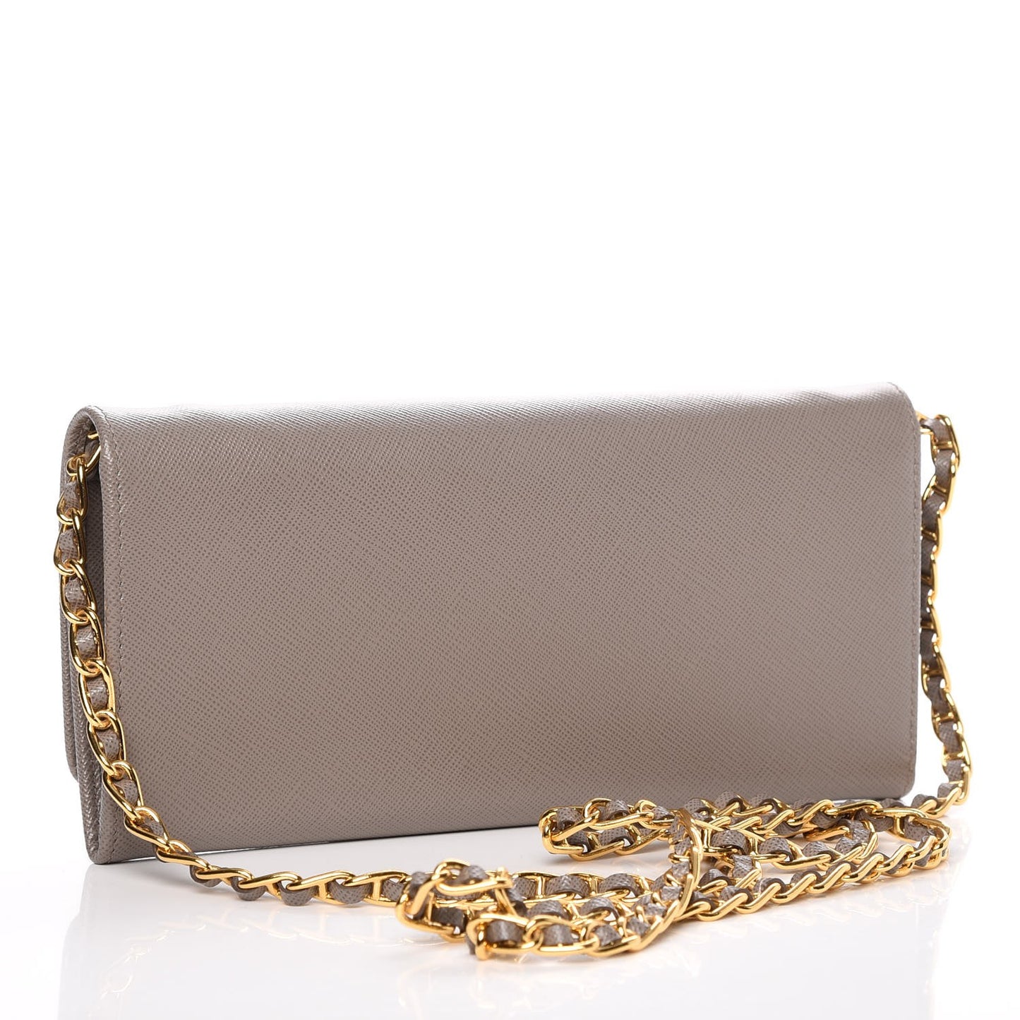 Saffiano Metal Oro Chain Wallet Argilla