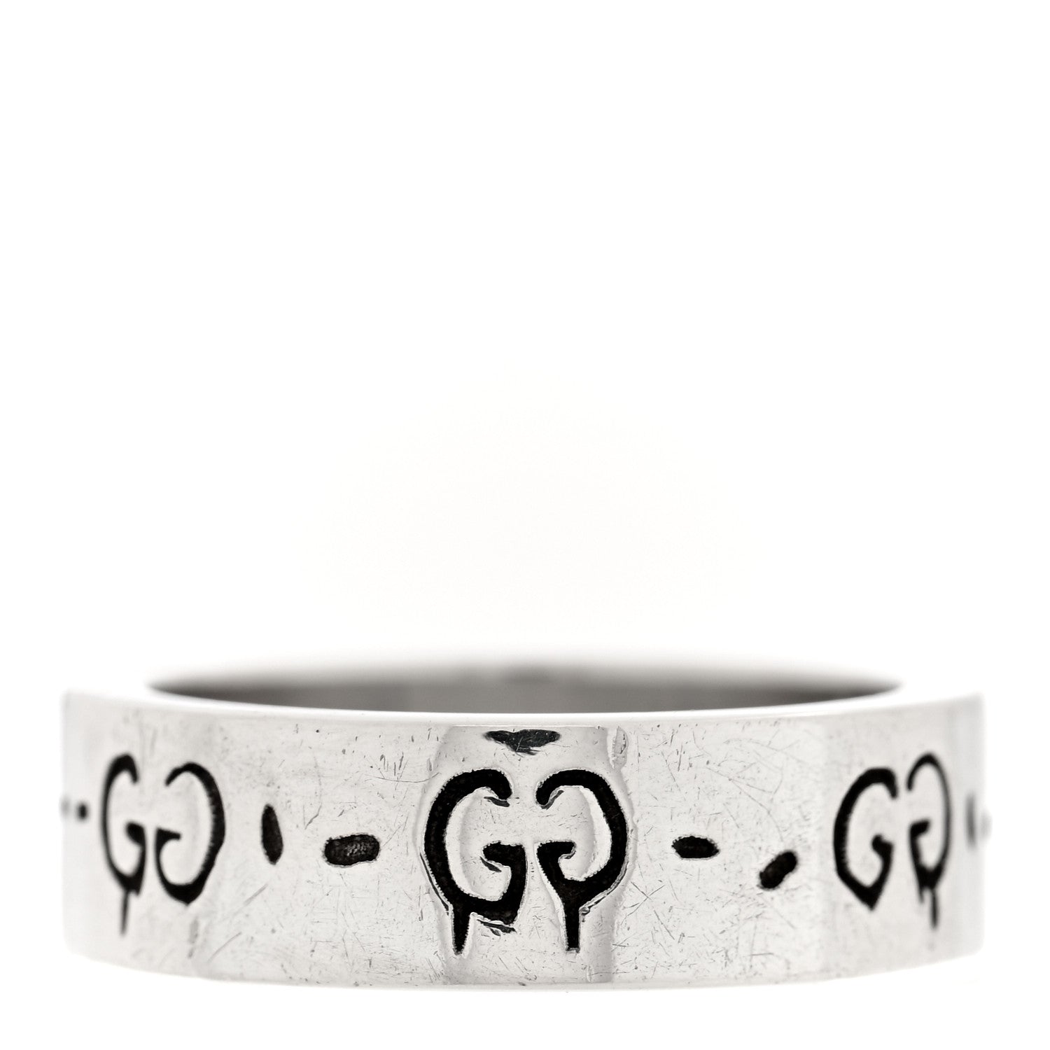 Gucci Sterling Silver Narrow GucciGhost Hamlet Skull Ring 51 5.75 3 of 5