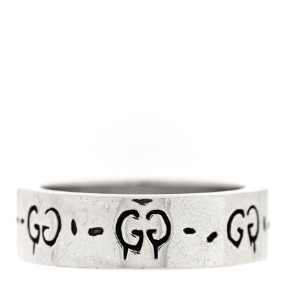 Gucci Sterling Silver Narrow GucciGhost Hamlet Skull Ring 51 5.75 3 of 5