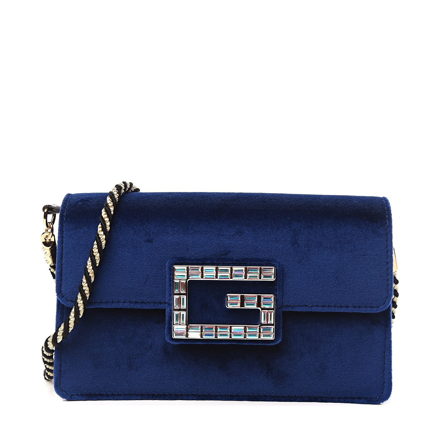 Velvet Crystal Square G Shoulder Bag Cobalt Blue