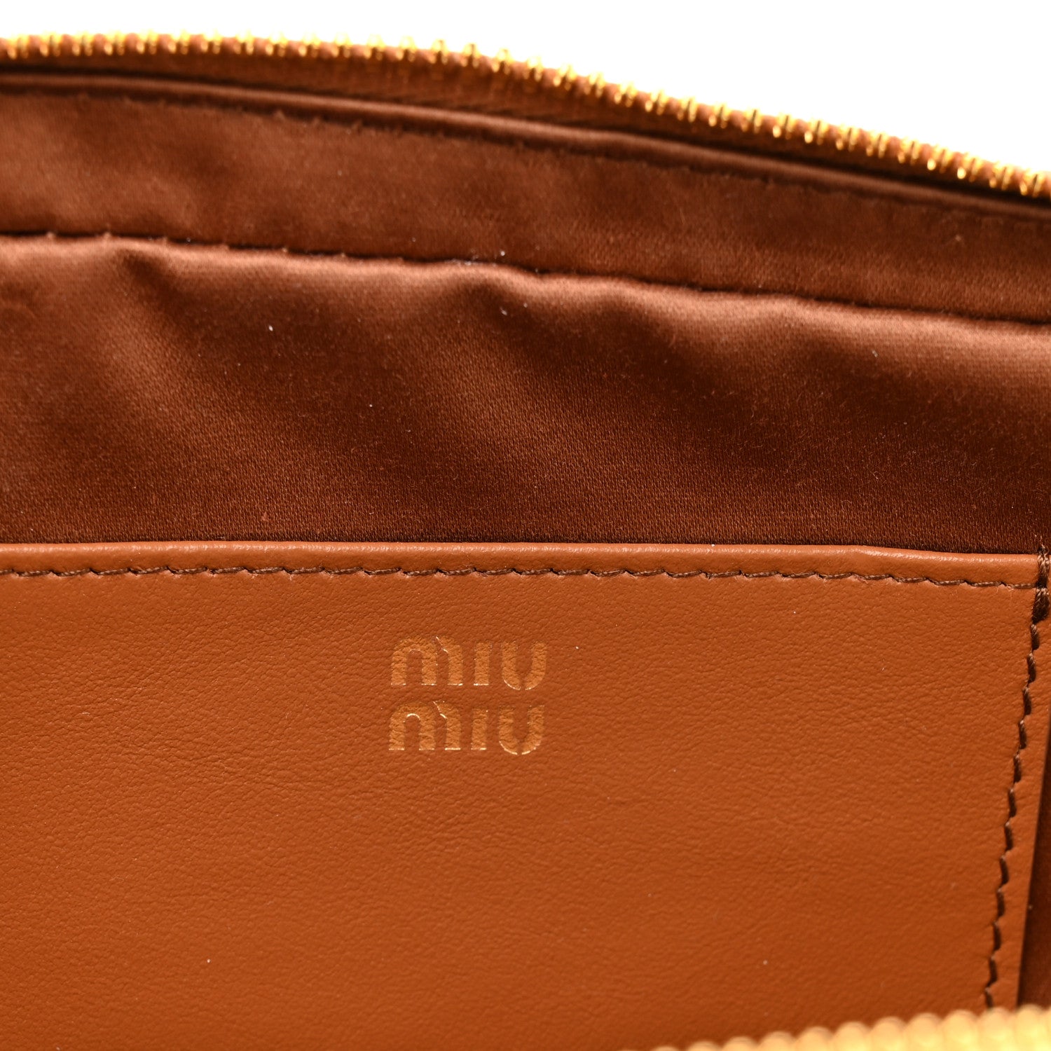 Miu Miu Calfskin Mini Arcadie Top Handle Bag Cognac 1835488