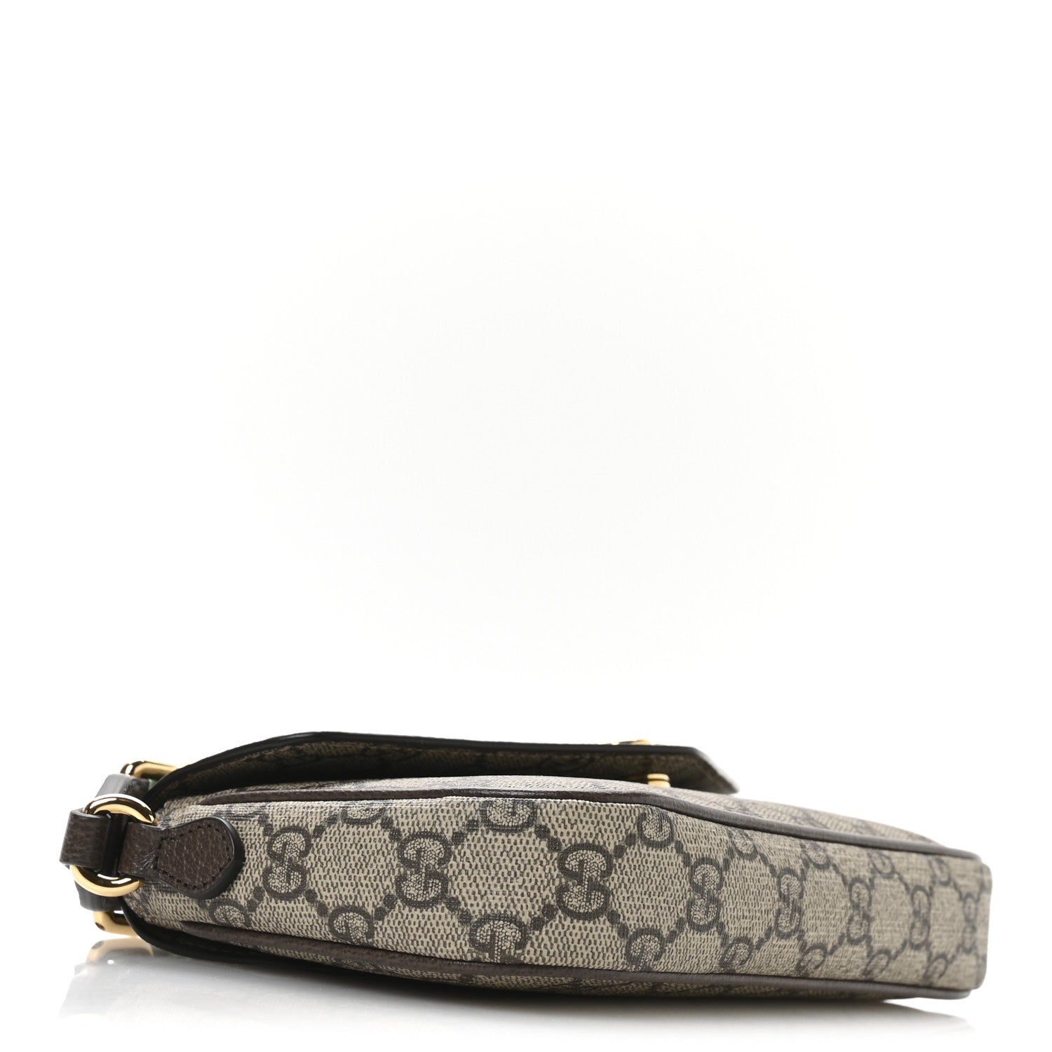 Gucci GG Supreme Monogram Textured Dollar Calfskin Web Mini Ophidia Envelope Shoulder Bag Beige Ebony New Acero 4 of 11