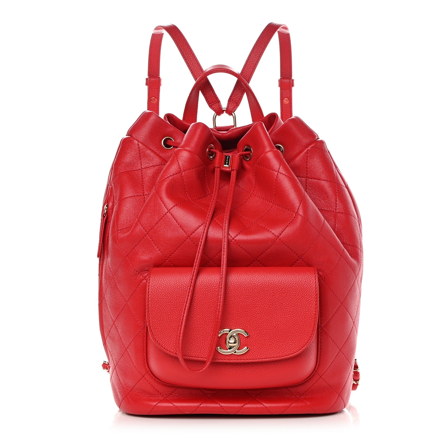 Chanel Sheepskin Caviar Quilted Daily Round Backpack Red 1 of 12