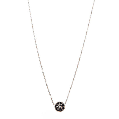 Christian Dior 18K Rose Gold Diamond Black Onyx Rose Des Vents Necklace 1 of 8