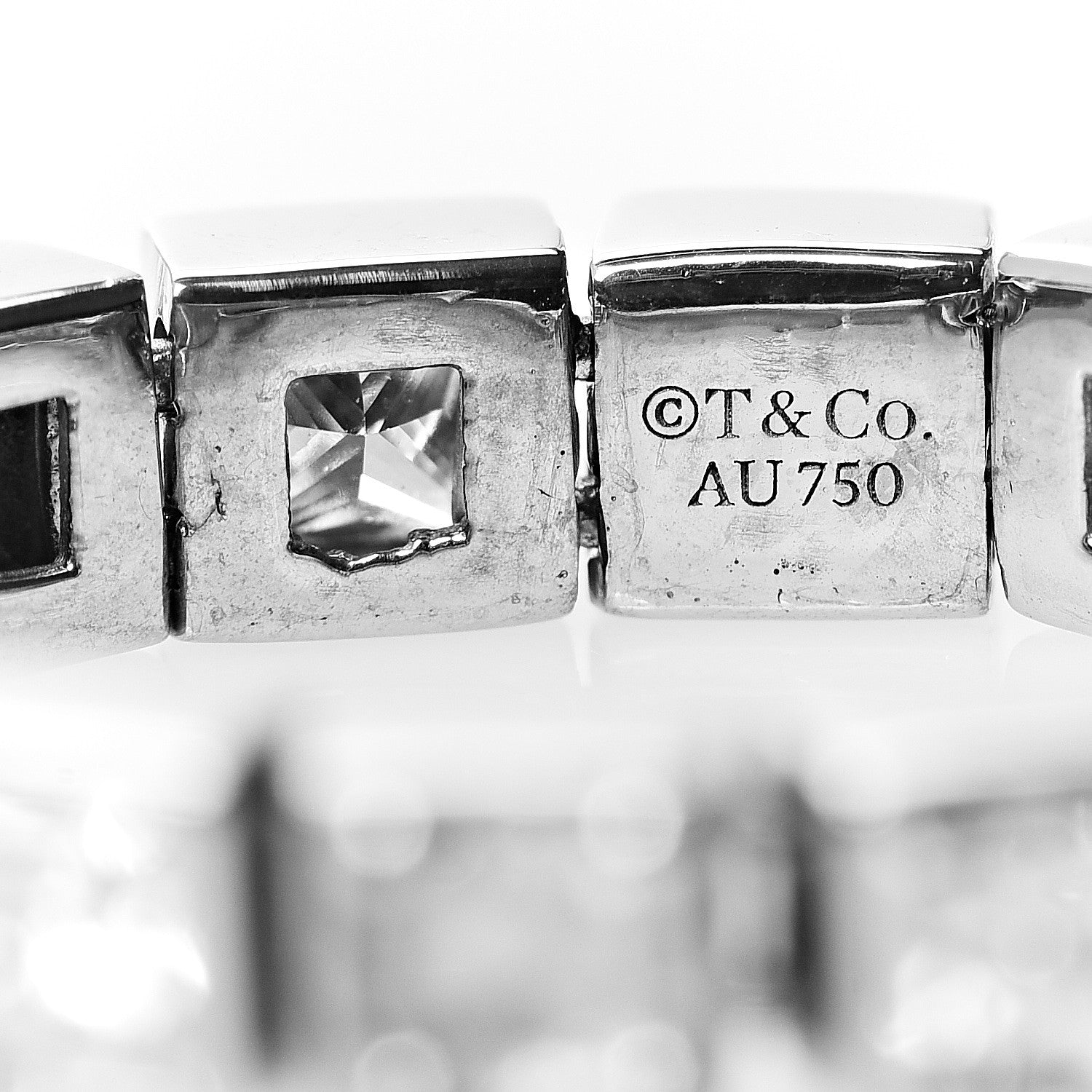 Tiffany 18K White Gold Diamond T Line Band Ring 52 6 3 of 4