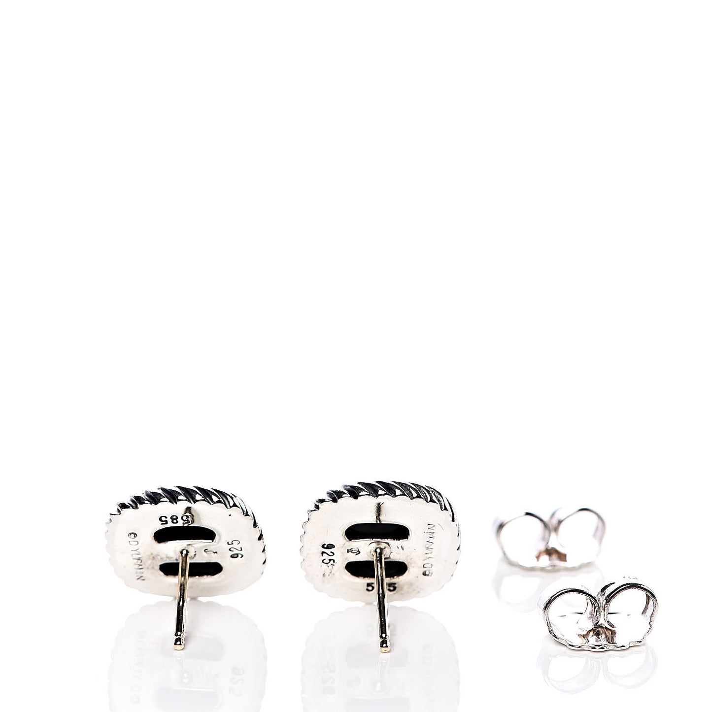Sterling Silver 14K Yellow Gold Black Onyx 7mm Albion Earrings