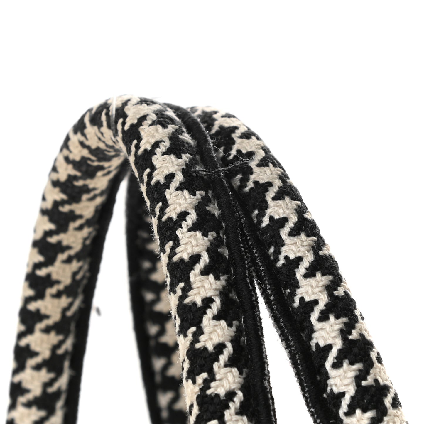 Canvas Houndstooth Embroidered Book Tote Black White