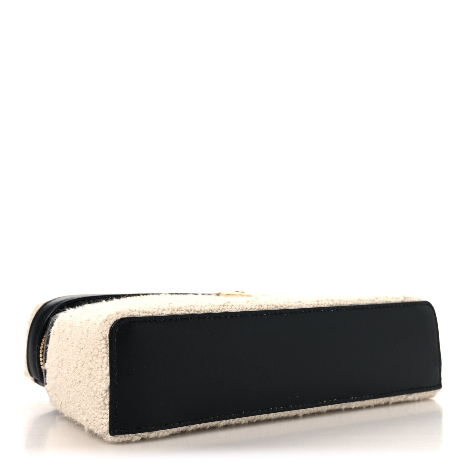 Chanel Boucle Calfskin Top Handle Slim Vanity Case With Chain Ecru Black 4 of 10