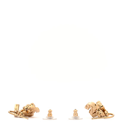 Chanel Metal Drop No 5 Clover CC Earrings Gold 3 of 3