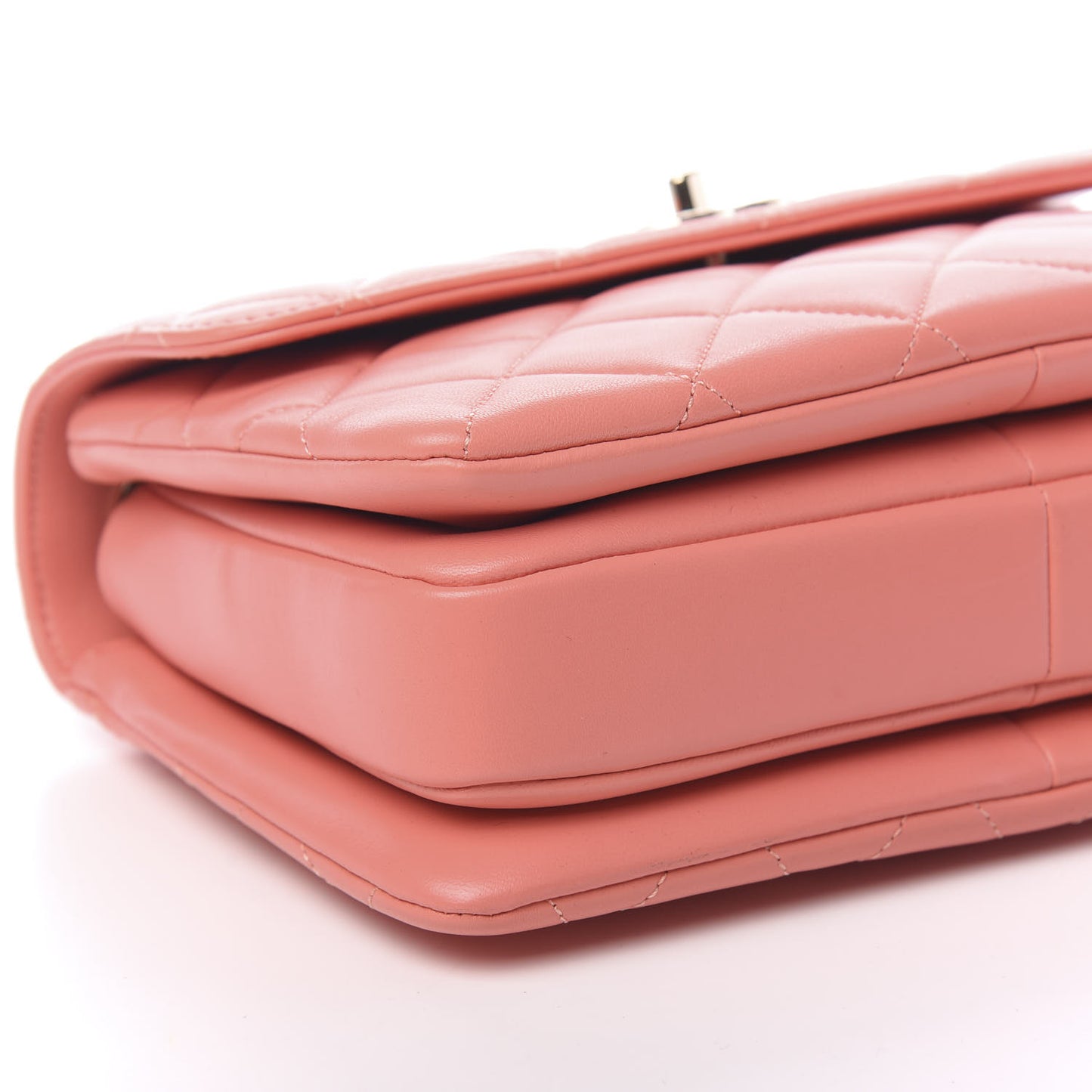 Lambskin Quilted Small Trendy CC Flap Dual Handle Bag Coral
