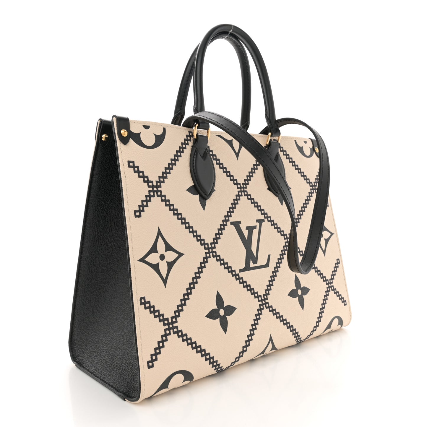 Empreinte Monogram Giant Broderies Onthego MM Cream Black