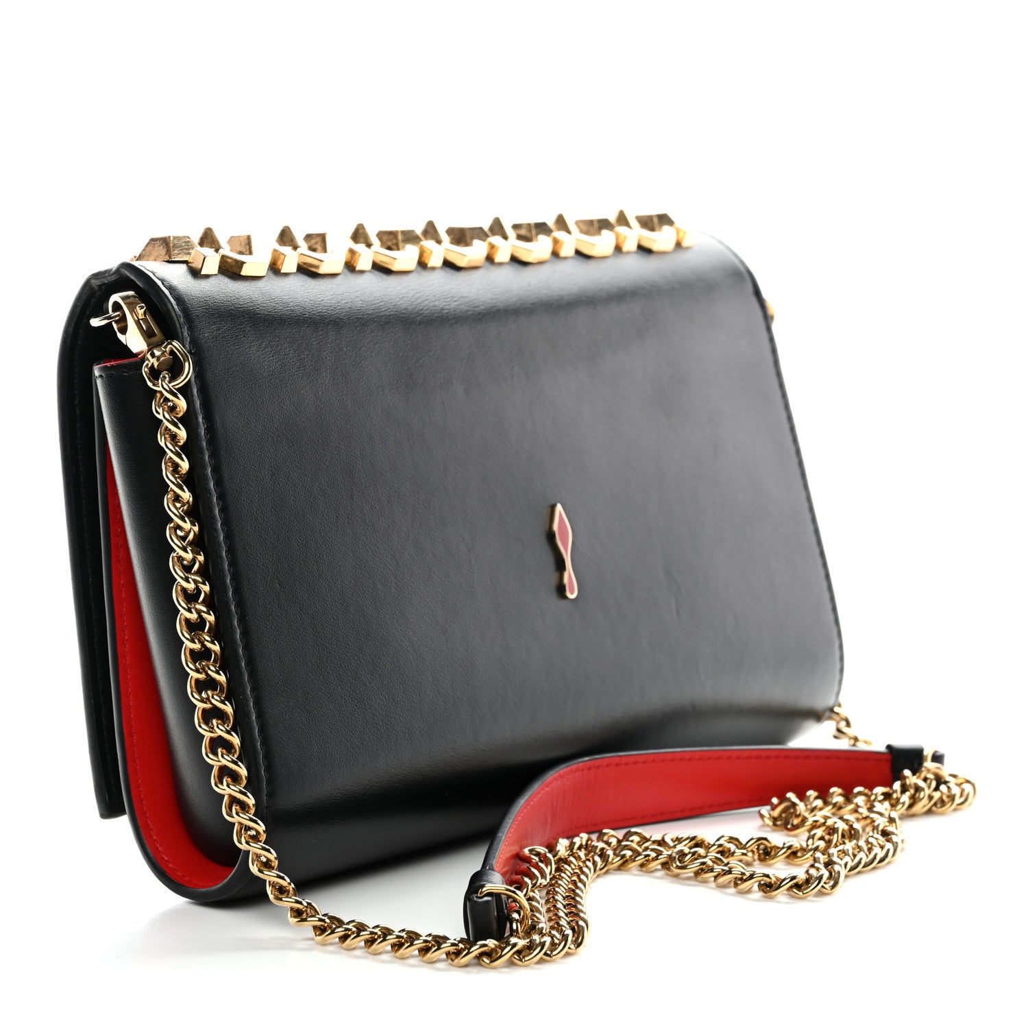 Christian Louboutin Calfskin Spikes Empire Paloma Clutch Black 3 of 10