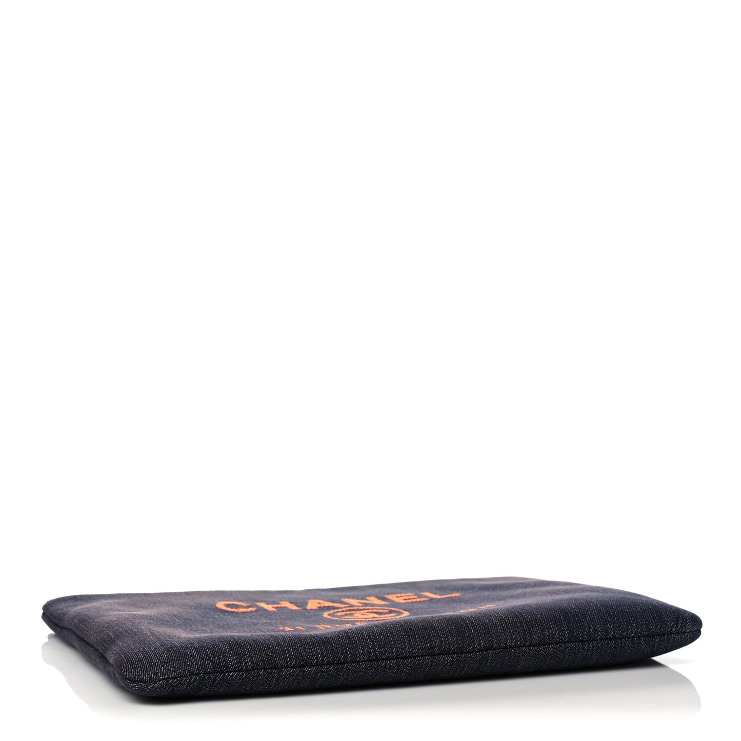 Denim Medium Deauville Pouch Clutch Blue Orange