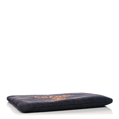 Chanel Denim Medium Deauville Pouch Clutch Blue Orange 4 of 11