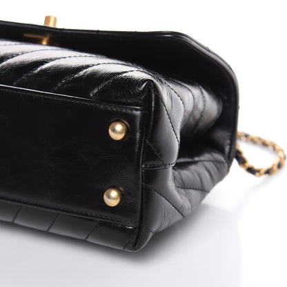 Chanel Calfskin Lizard Chevron Quilted Mini Coco Handle Flap Black 9 of 10