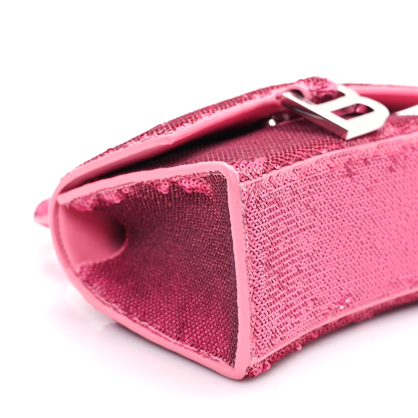 Sequin Hourglass Top Handle Bag XS Pink