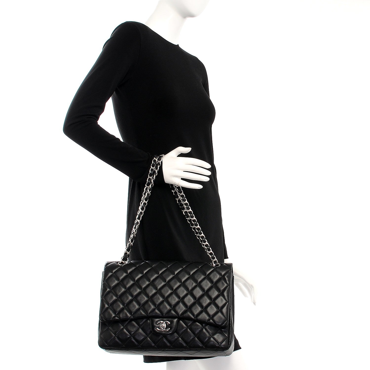 Chanel Lambskin Quilted Maxi Single Flap Black 2 of 7