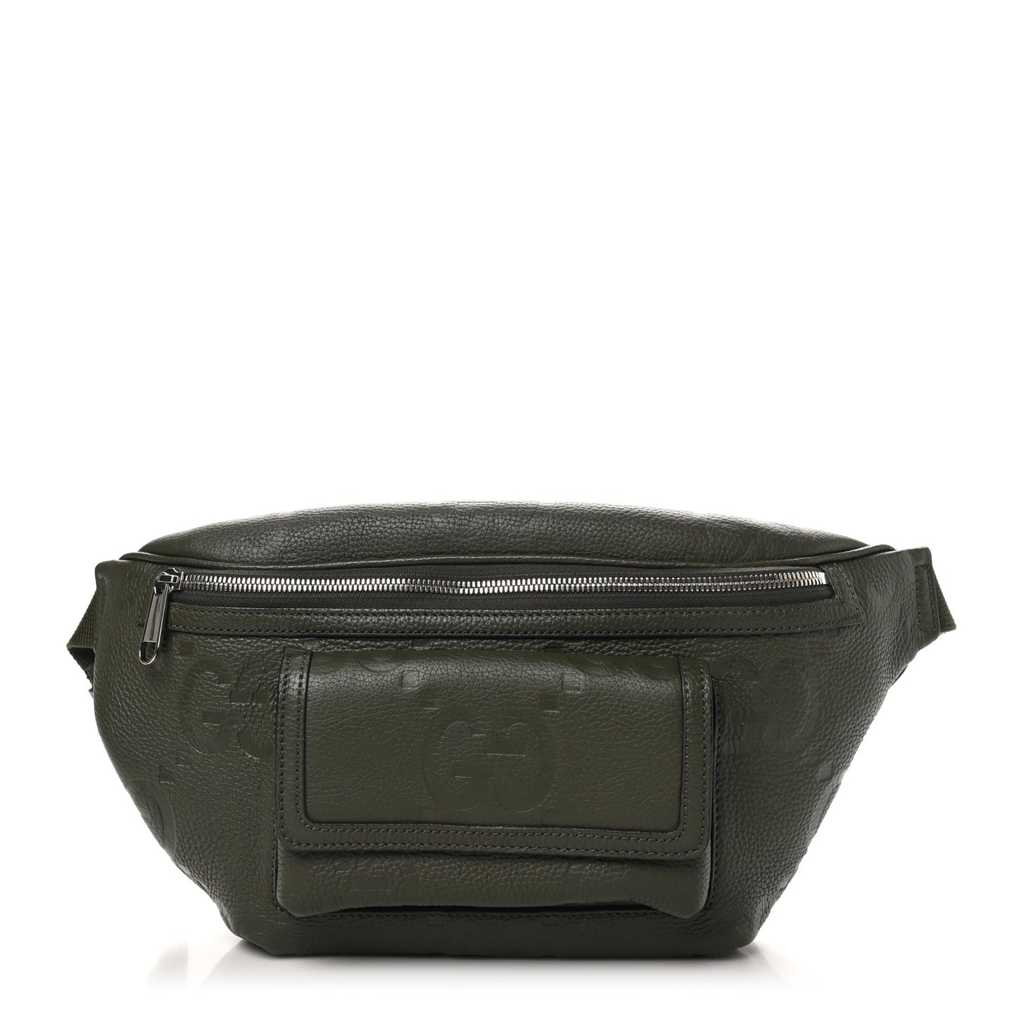 Piuma Calfskin Jumbo GG Embossed Pocket Belt Bag Dark Vintage Olive