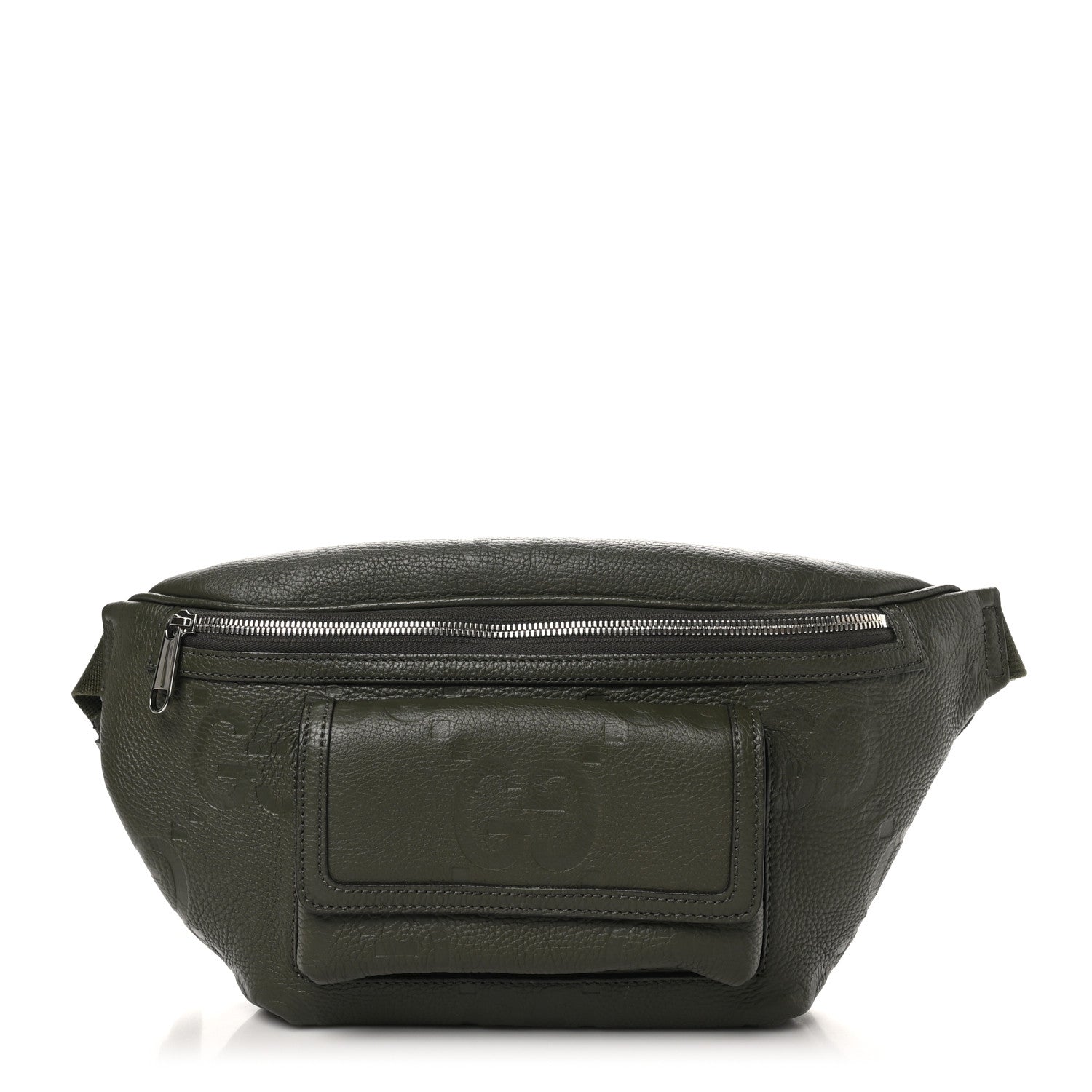 Gucci Piuma Calfskin Jumbo GG Embossed Pocket Belt Bag Dark Vintage Olive 1 of 10