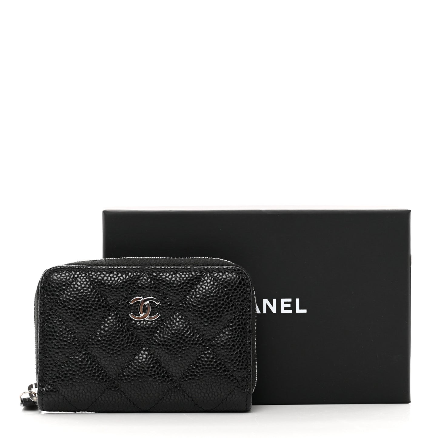 Caviar Quilted Zip Coin Purse Black
