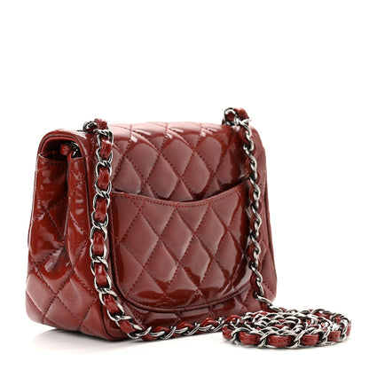 Chanel Patent Quilted Mini Square Flap Dark Red 3 of 10