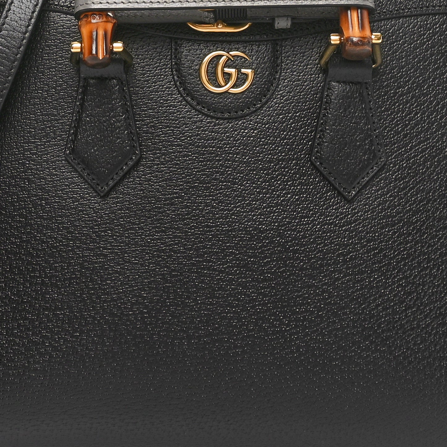 Textured Dollar Calfskin Web Small Diana Tote Bag Black Dusty Grey