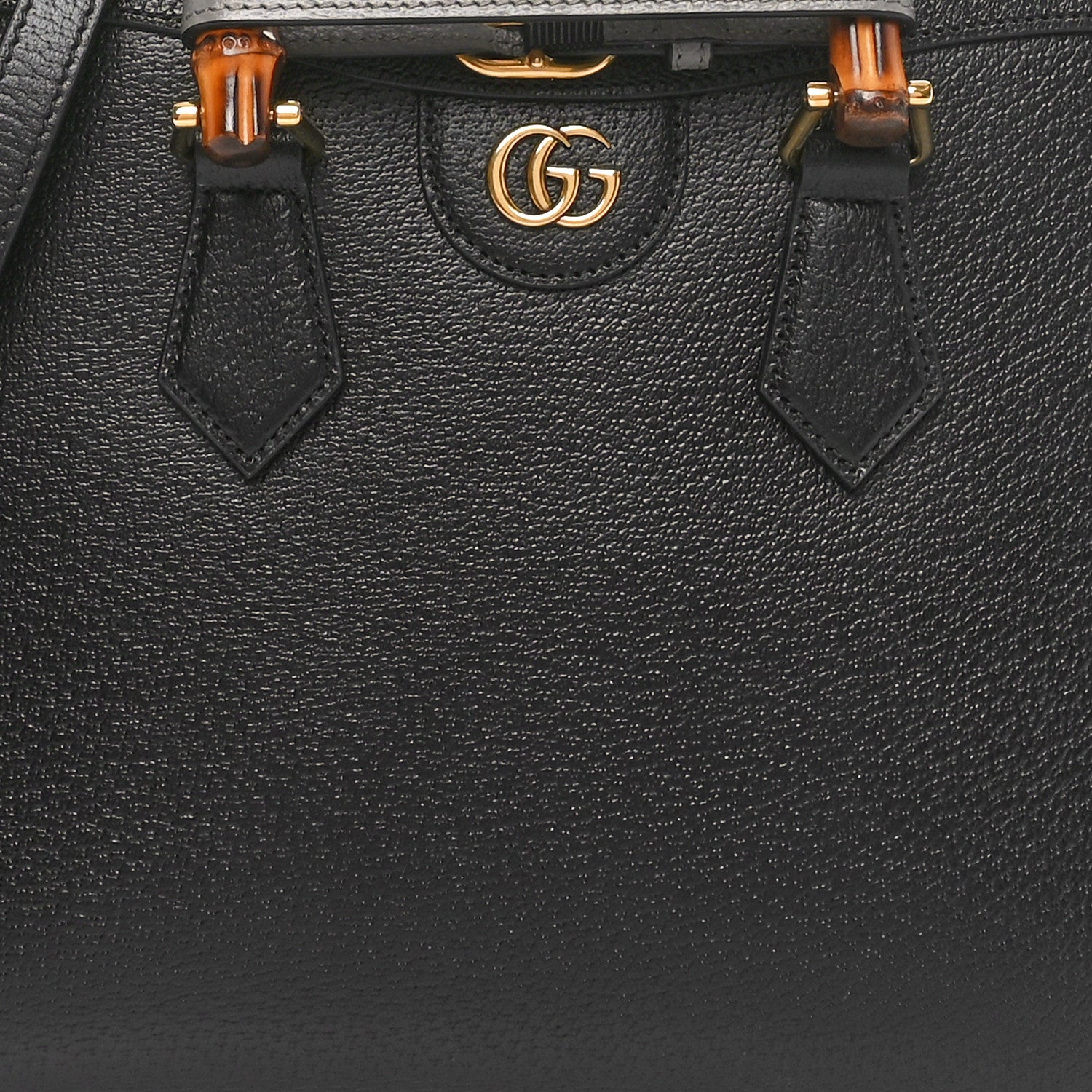 Gucci Textured Dollar Calfskin Web Small Diana Tote Bag Black Dusty Grey 8 of 10