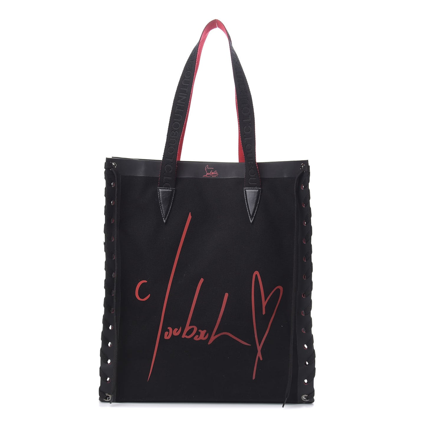 Braided Canvas Small Cabalace Shopper Tote Black