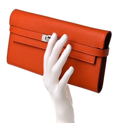 Hermes Chevre Mysore Kelly Longue Wallet Feu 2 of 9