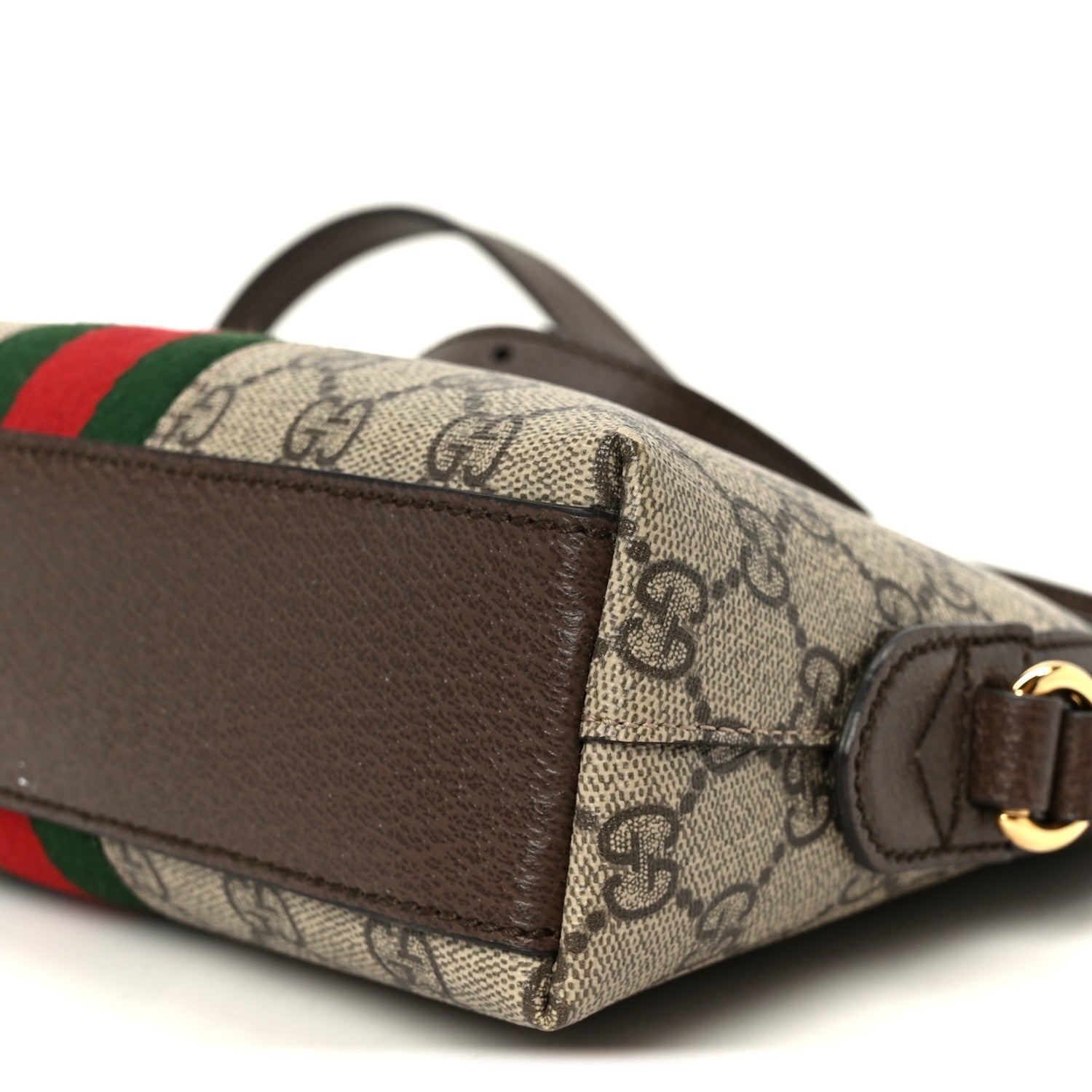 Gucci GG Supreme Monogram Textured Dollar Calfskin Web Small Ophidia Dome Shoulder Bag Beige Ebony New Acero 10 of 11