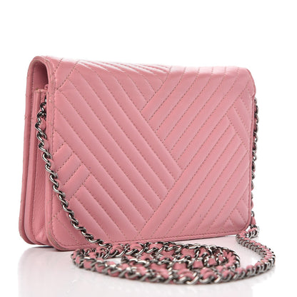 Chanel Lambskin Quilted Crossing Wallet on Chain WOC Pink 3 of 10