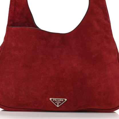 Prada Suede Hobo Cerise 7 of 9