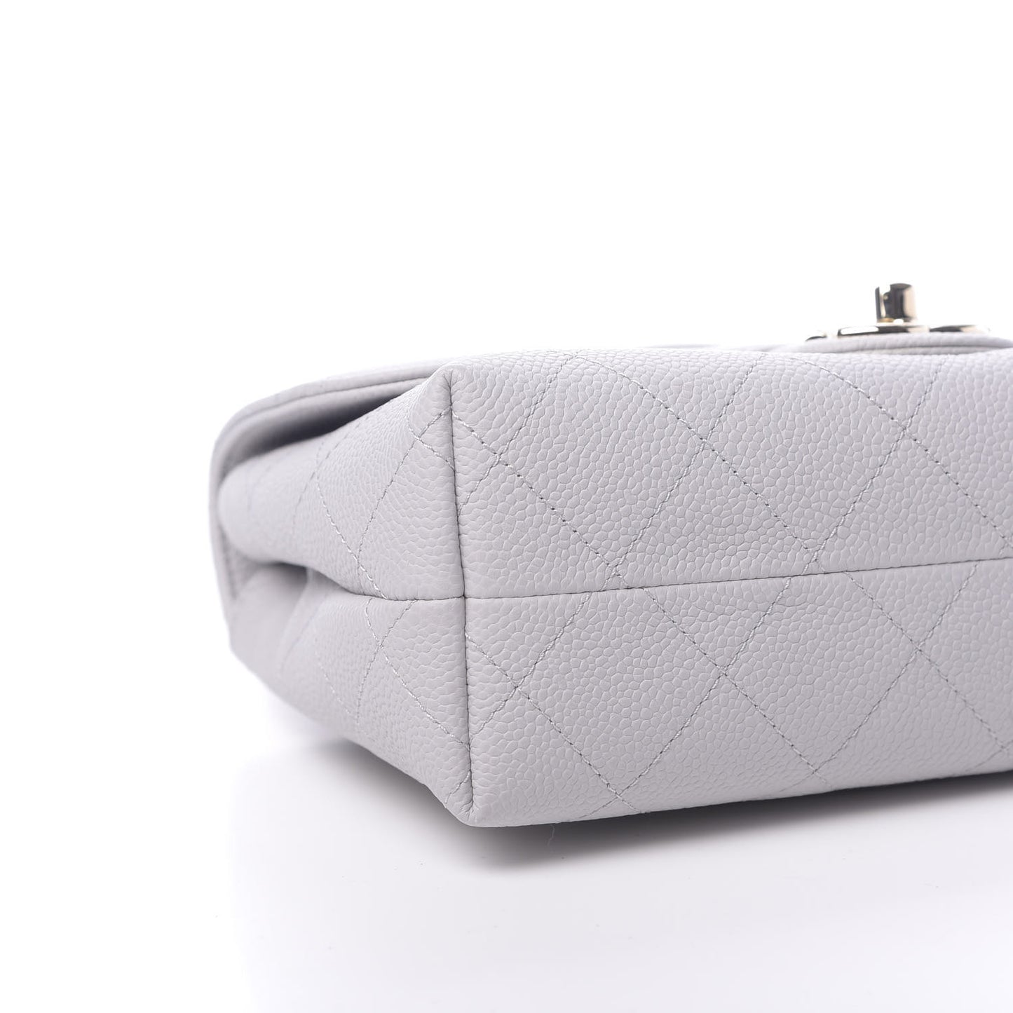 Grained Calfskin Quilted Single Flap Grey