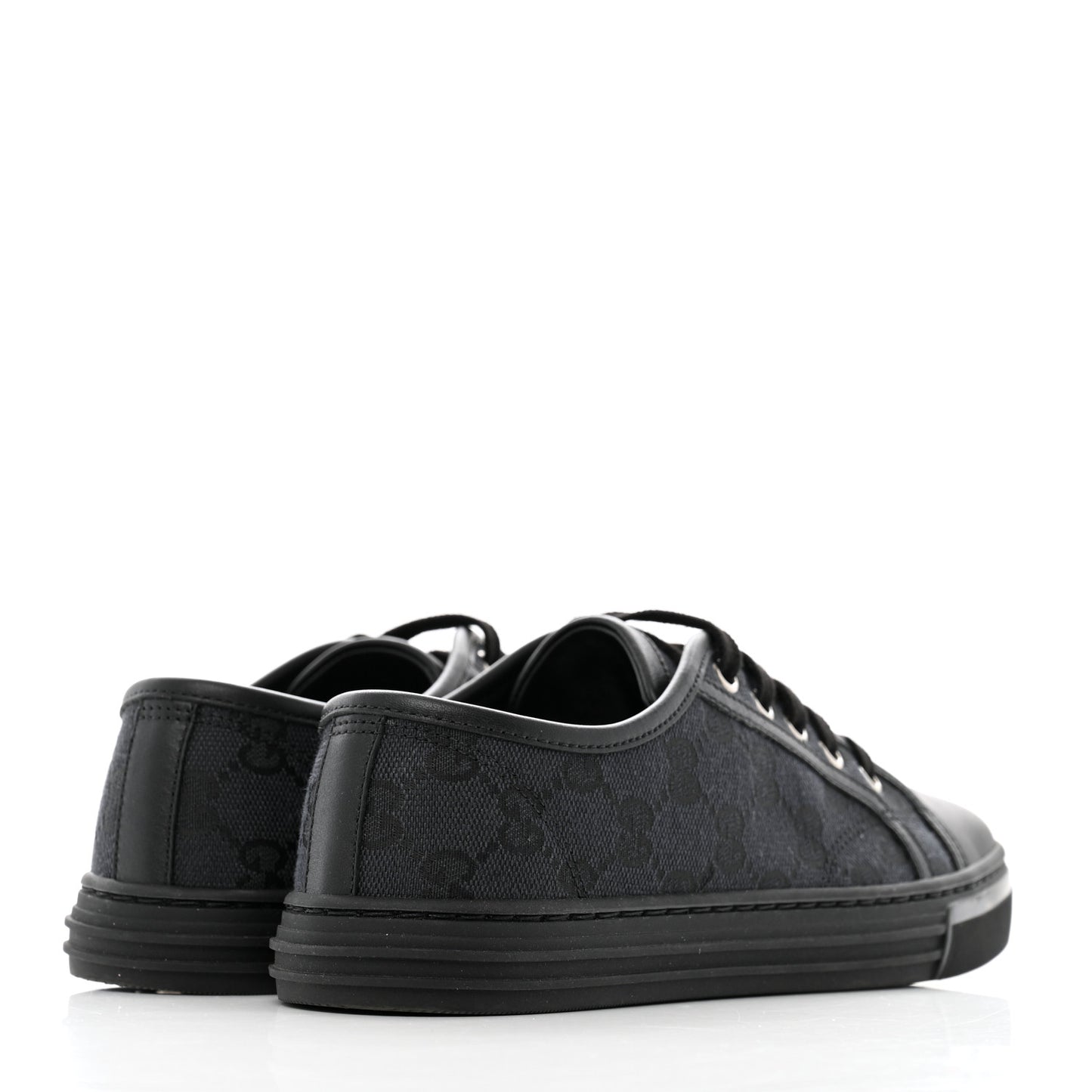GG Monogram Calfskin Womens Low Top Sneakers 36 Piombo Black