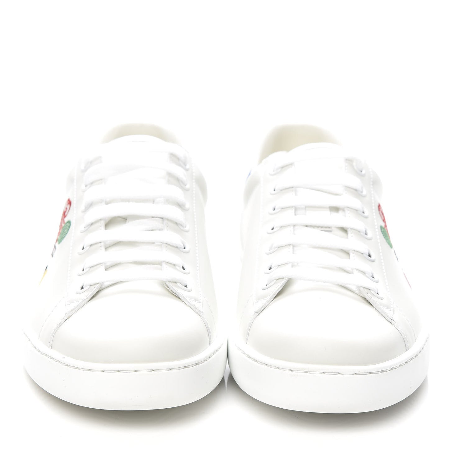 Calfskin Miro Soft Tennis Embroidered Mens Ace Sneakers 7.5 White Rio Blue
