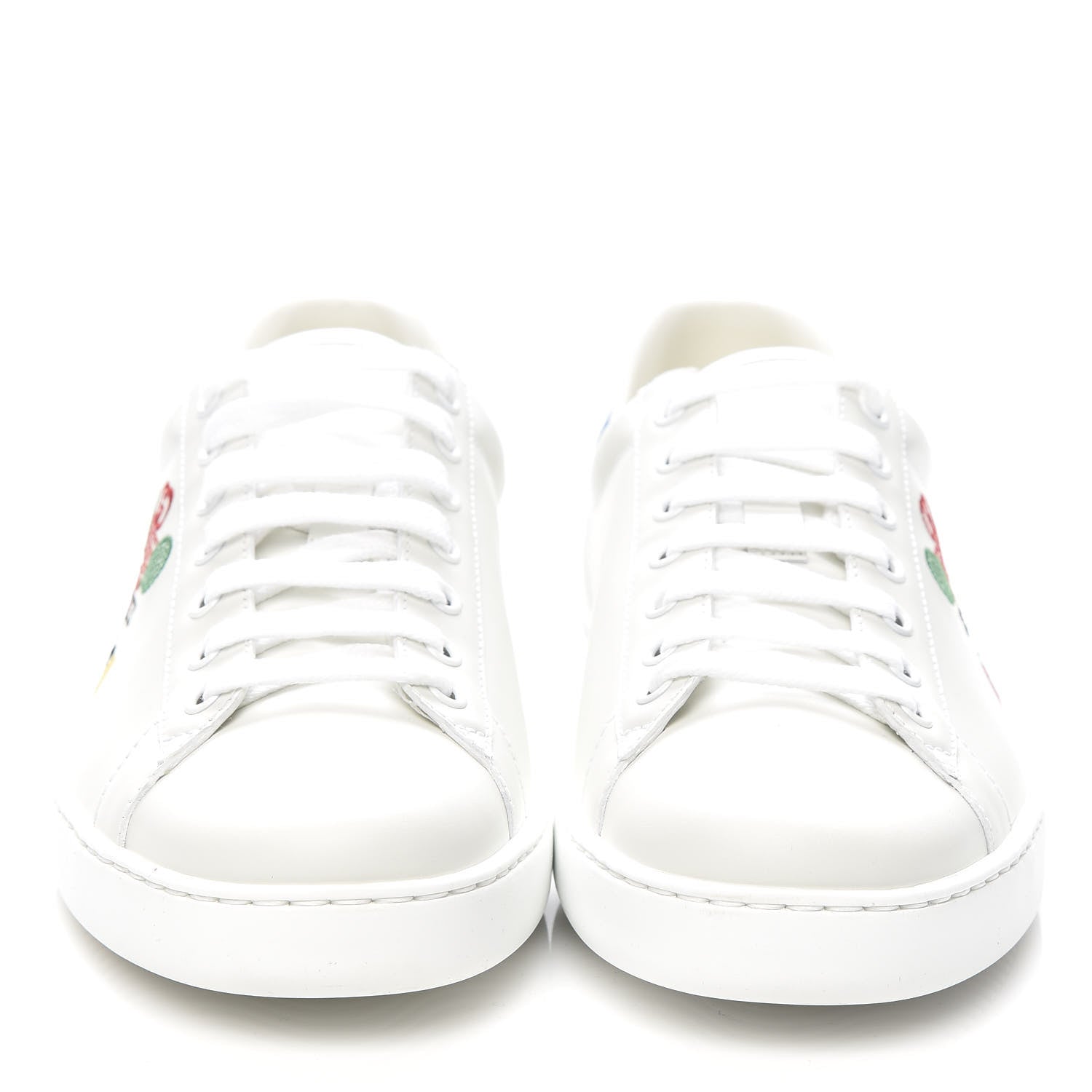 Gucci Calfskin Miro Soft Tennis Embroidered Mens Ace Sneakers 7.5 White Rio Blue 2 of 9