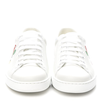 Gucci Calfskin Miro Soft Tennis Embroidered Mens Ace Sneakers 7.5 White Rio Blue 2 of 9