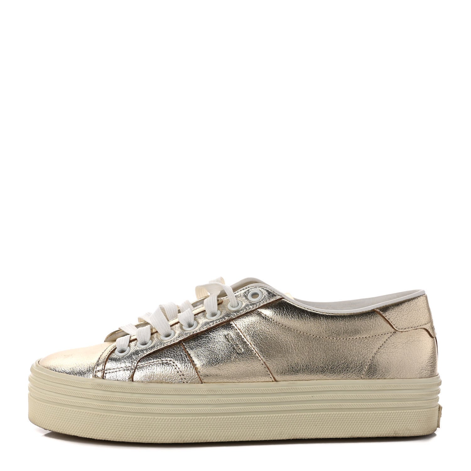 Saint Laurent Metallic Calfskin Court Sneakers 39 Gold 1 of 9